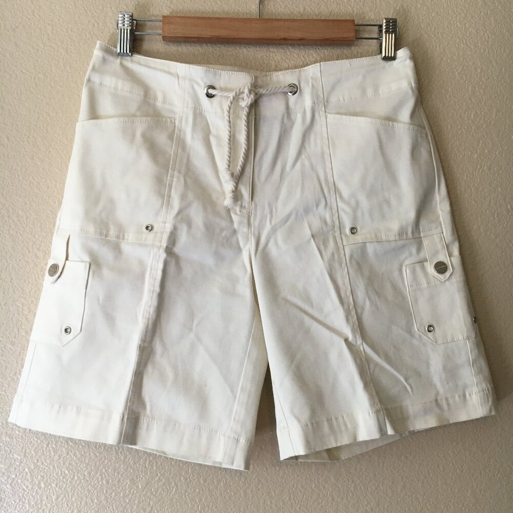 Jones New York Signature Shorts 4 White Nautical Cargo Stretch Cotton Resort